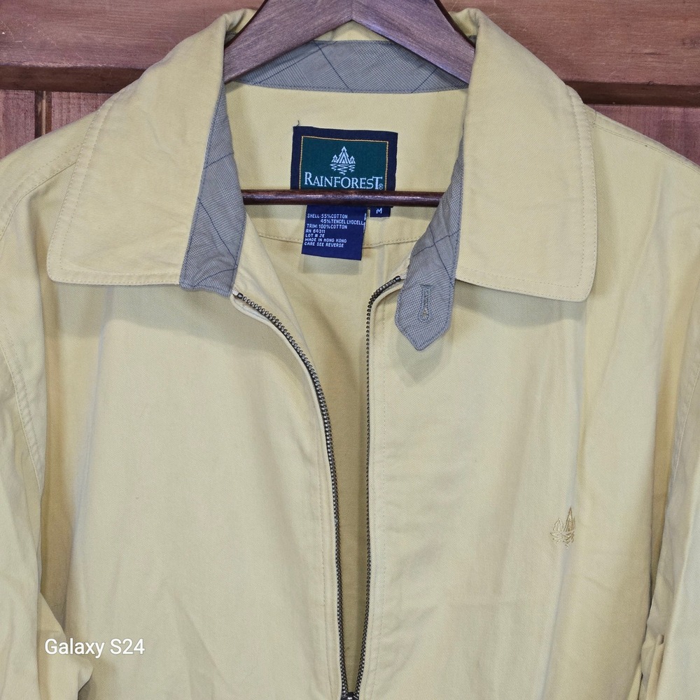 Rainforest Mens‎ Light Yellow Cotton Blend Jacket M Zip Front Casual Outerwear